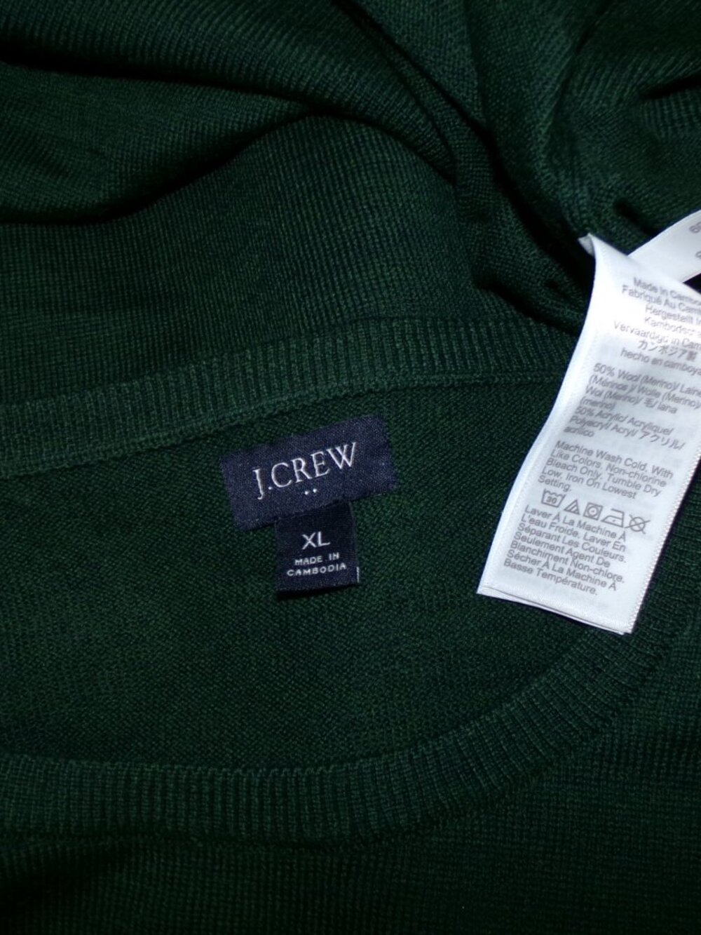 J. Crew Factory Merino Wool Blend Men's XL Crewneck Sweater Green #AP638 - Picture 4 of 5